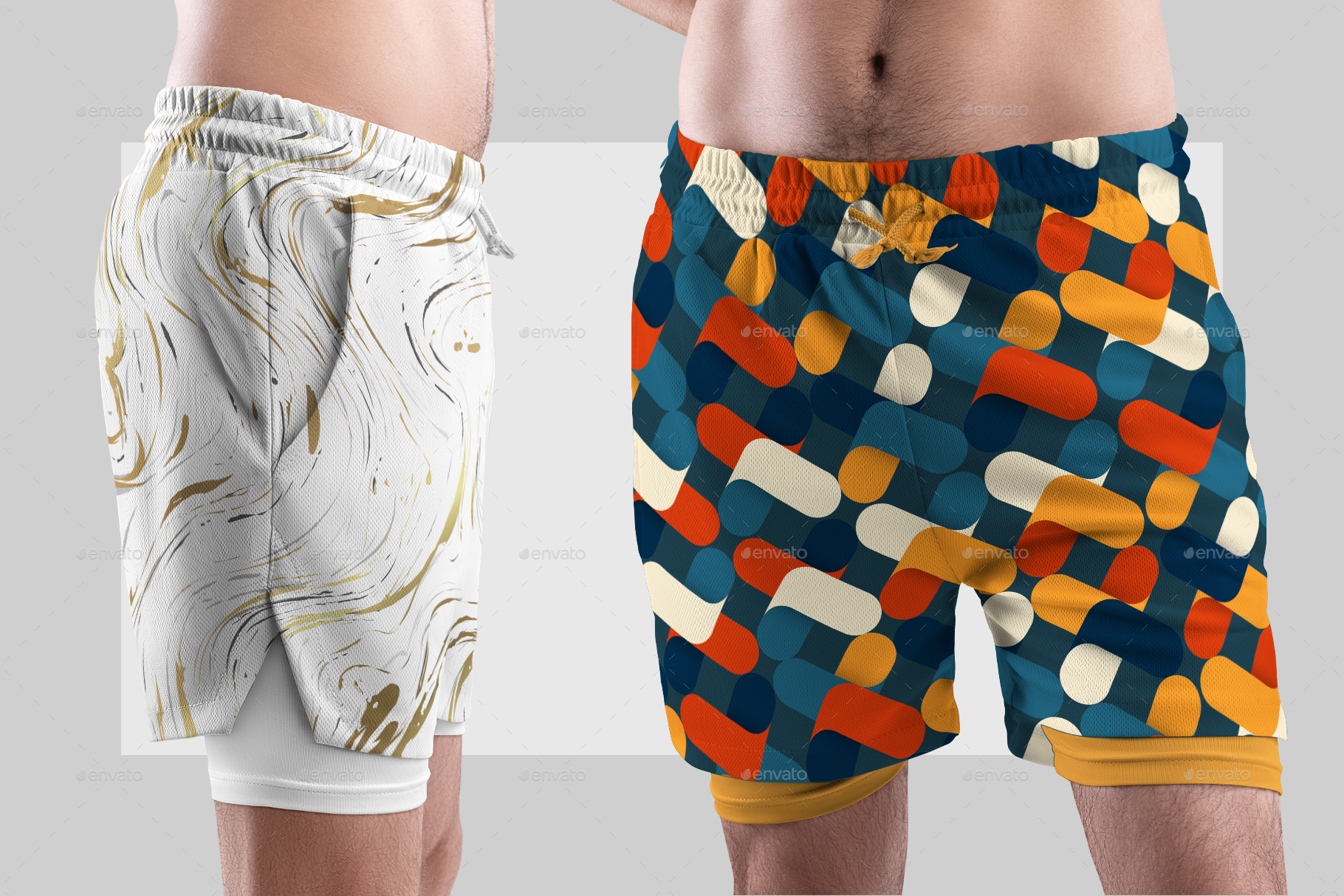 7 Men's Mockups Shorts with Compression Liner by Oleg_Design GraphicRiver